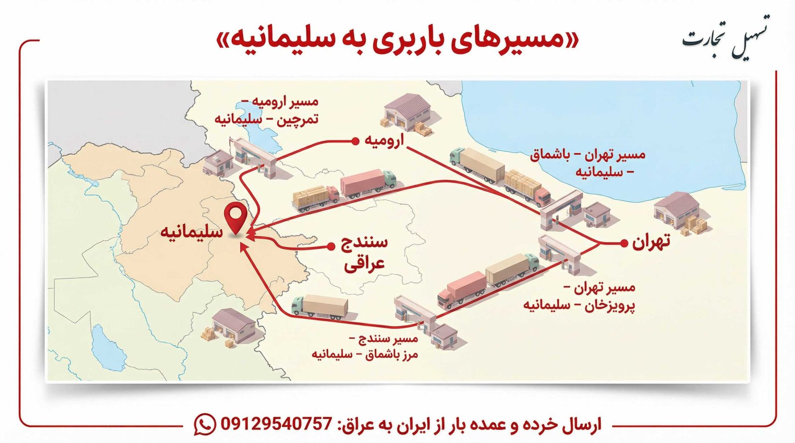 مسیر های باربری به سلیمانیه اینفوگرافیک