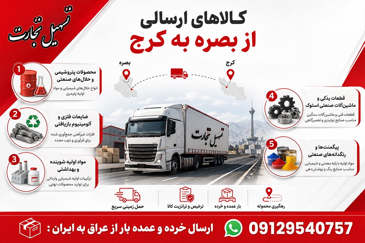ارسال بار از بصره به کرج با شرکت تسهیل تجارت